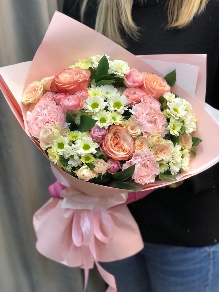 Букет цветов из: Гвоздики, Розы и Хризантемы в Новопетровское