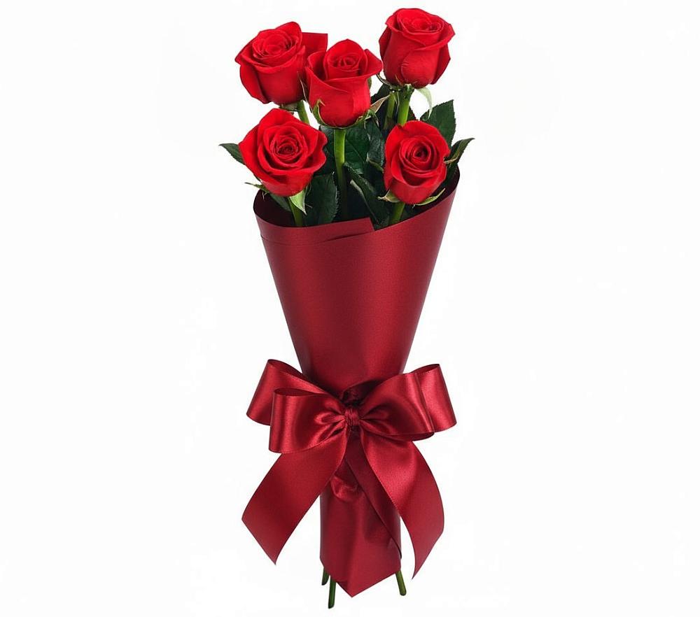Букет 5 Красных роз Эдлесс Лав в Новопетровское