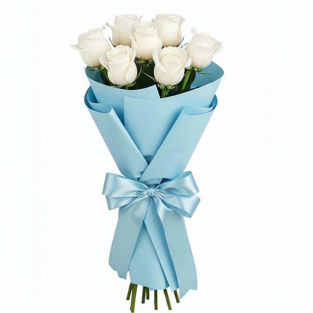 Букет 7 белых роз Проуд в Новопетровское