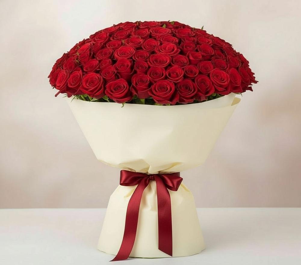 Букет 101 Красная роза Милано в Новопетровское