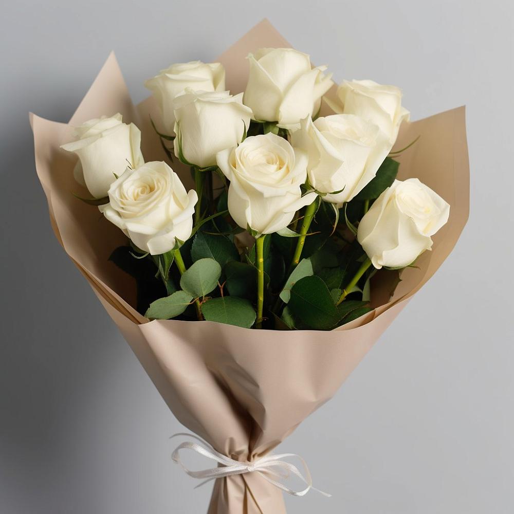 Букет 9 Белых роз Эдлесс Лав в Новопетровское