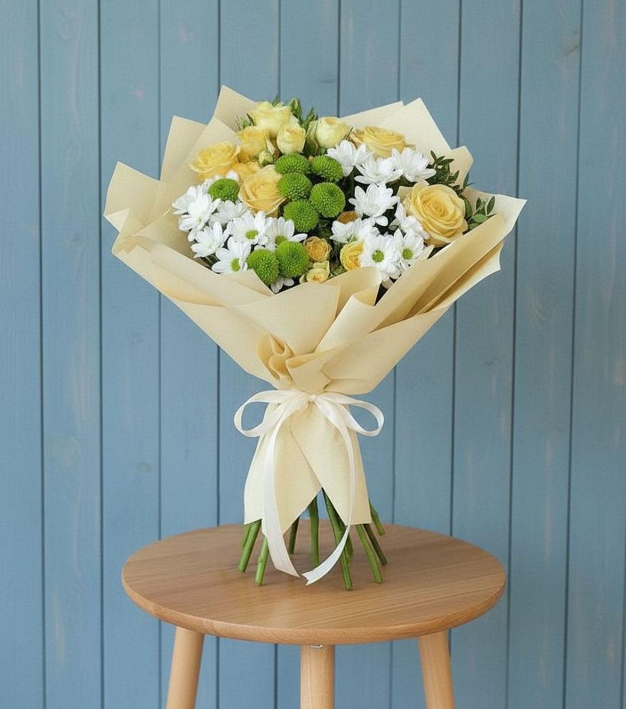 Букет цветов из: Хризантемы и Розы в Новопетровское