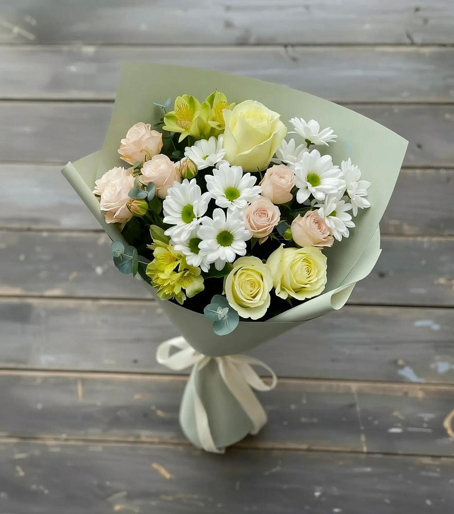 Букет цветов из: Альстромерии, Розы и Хризантемы в Новопетровское