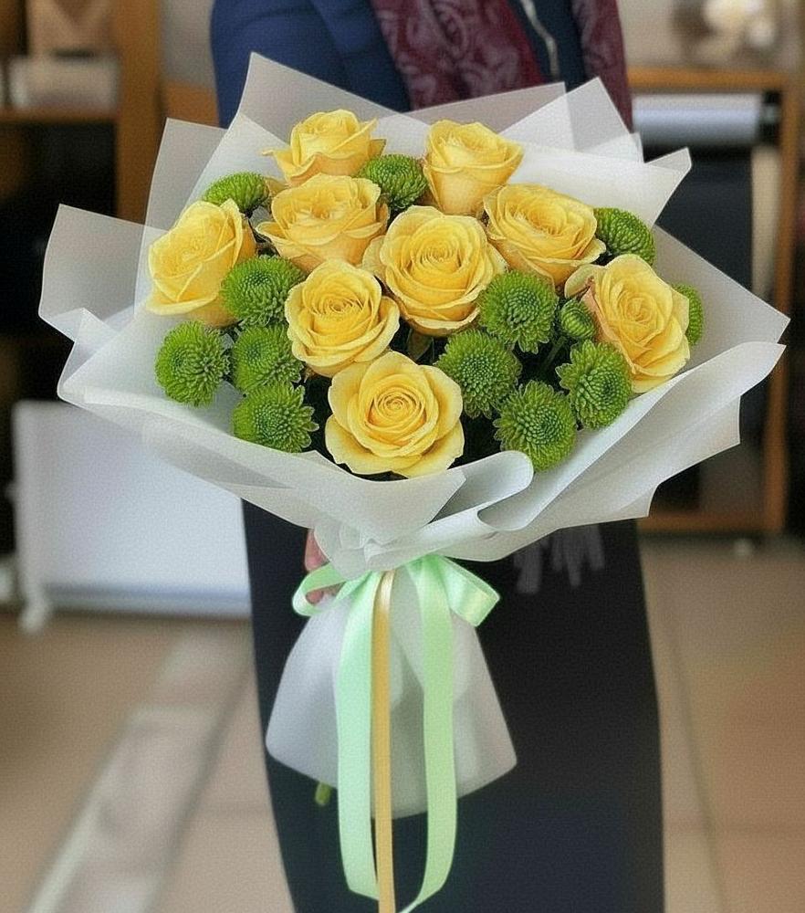 Букет цветов из: Хризантемы и Розы в Новопетровское