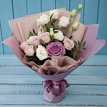 Букет цветов из:  Розы и Лизиантусы в Новопетровское