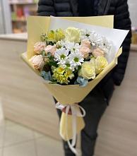 Букет цветов из:  Альстромерии, Розы и Хризантемы в Новопетровское