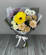 Букет цветов из:  Розы, Герберы и Хризантемы #REPLACE_PRED# Новопетровское