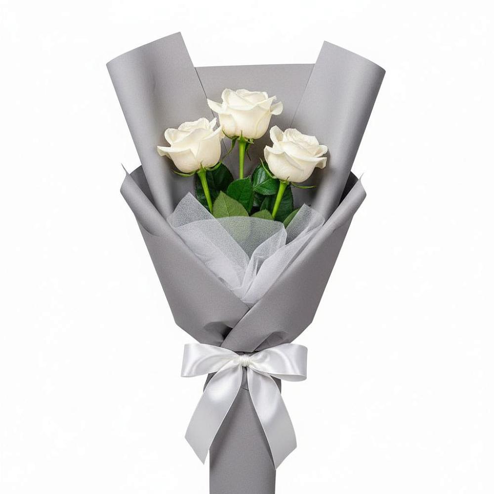 Букет 3 белые розы в Новопетровское