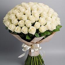 Букет 101 беля роза Белоснежка в Новопетровское
