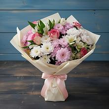 Букет цветов из:  Хризантемы, Альстромерии и Розы в Новопетровское