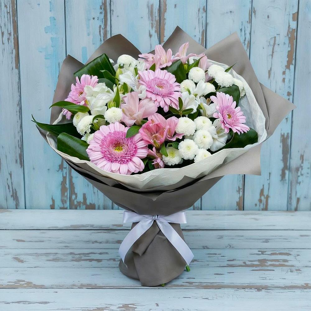 Букет цветов из: Герберы, Альстромерии и Хризантемы в Новопетровское