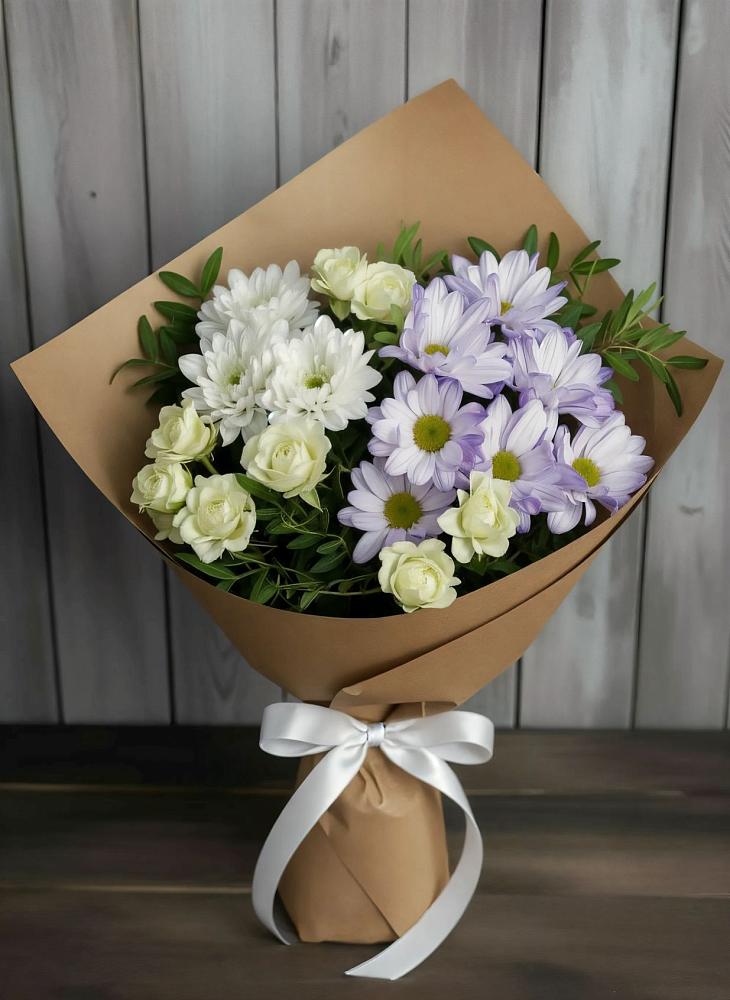 Букет цветов из: Хризантемы и Розы в Новопетровское